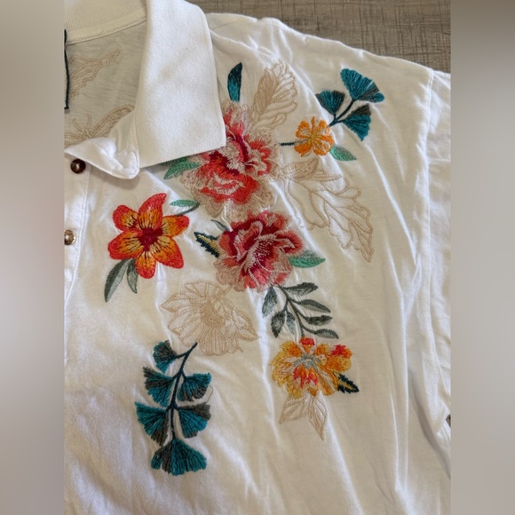 Johnny Was Lorne Embroidered Polo Shirt, J13521-5 Size M - Picture 15 of 16